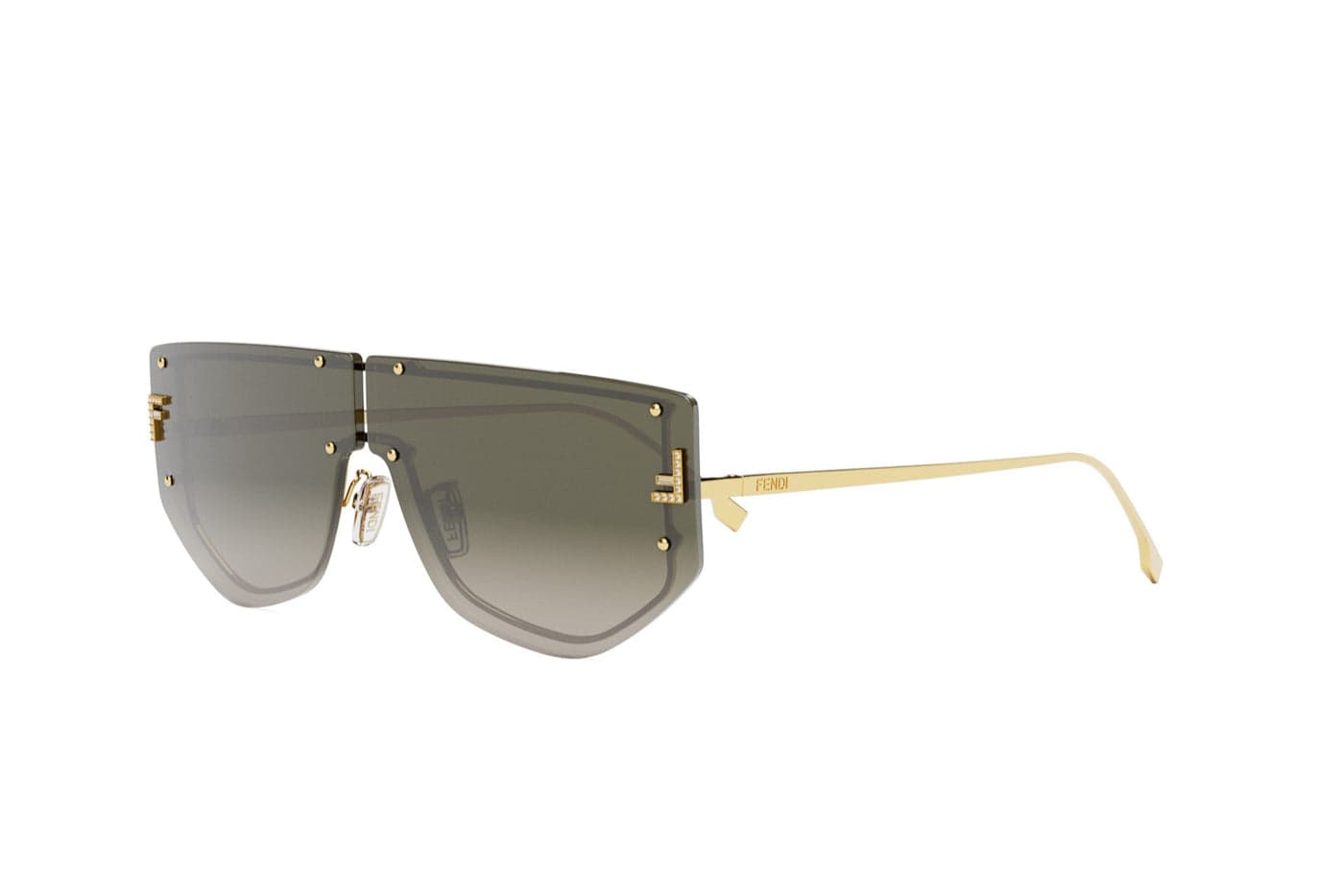 Fendi - First Rectangular Shield Sunglasses (Gold | Grey Gradient)