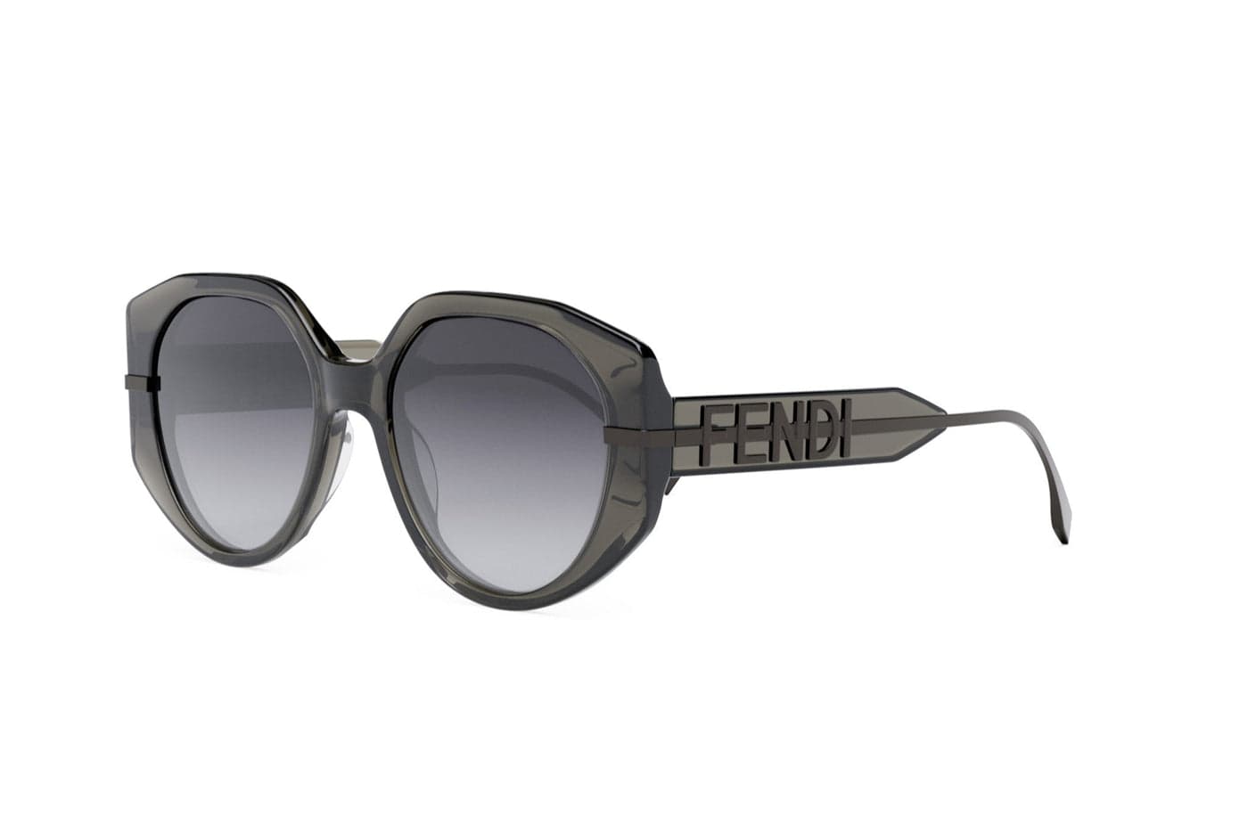 Fendi - Geometric Butterfly Mask Sunglasses (Grey | Grey Gradient)
